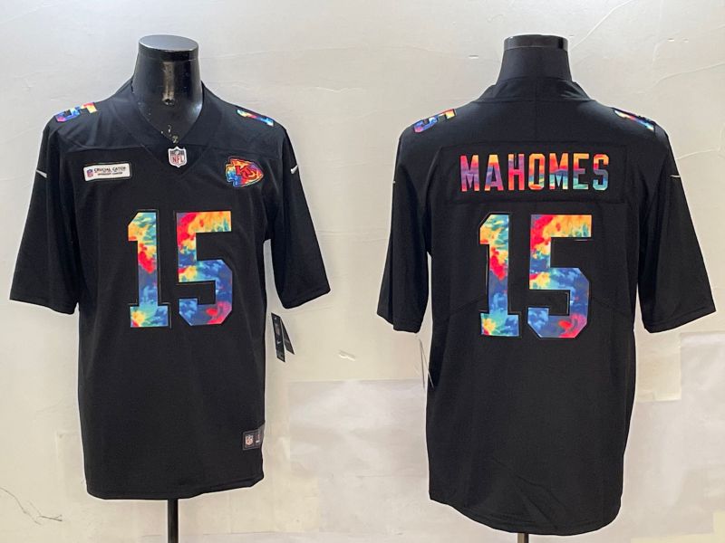 Men Kansas City Chiefs #15 Mahomes Black Rainbow 2025 Nike Limited NFL Jersey style 3295->san francisco giants->MLB Jersey